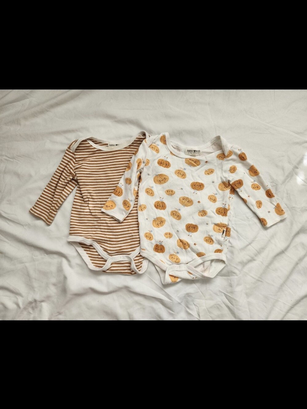 Pumpkin Print & Stripe Long-Sleeve One-Piece Bundle